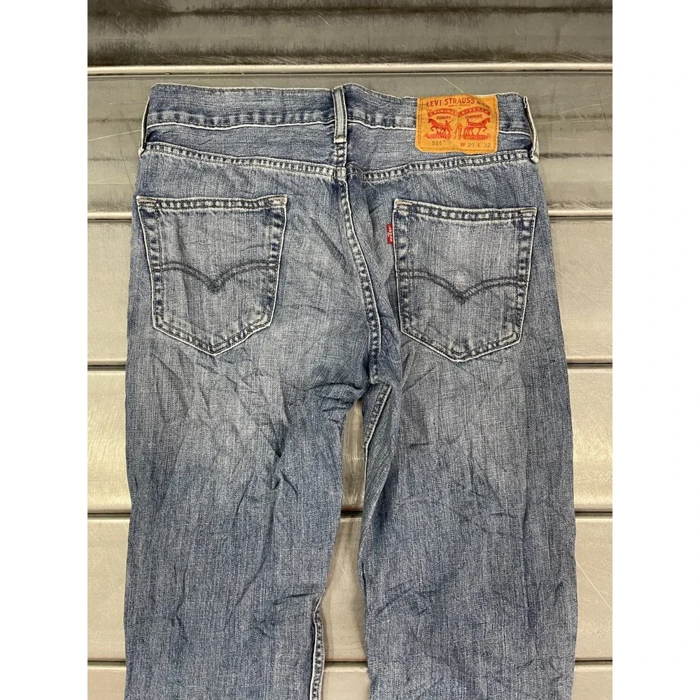 Levis 514 Jeans Mens 29X32 Blue Medium/Light Wash Denim Straight Leg 100% Cotton